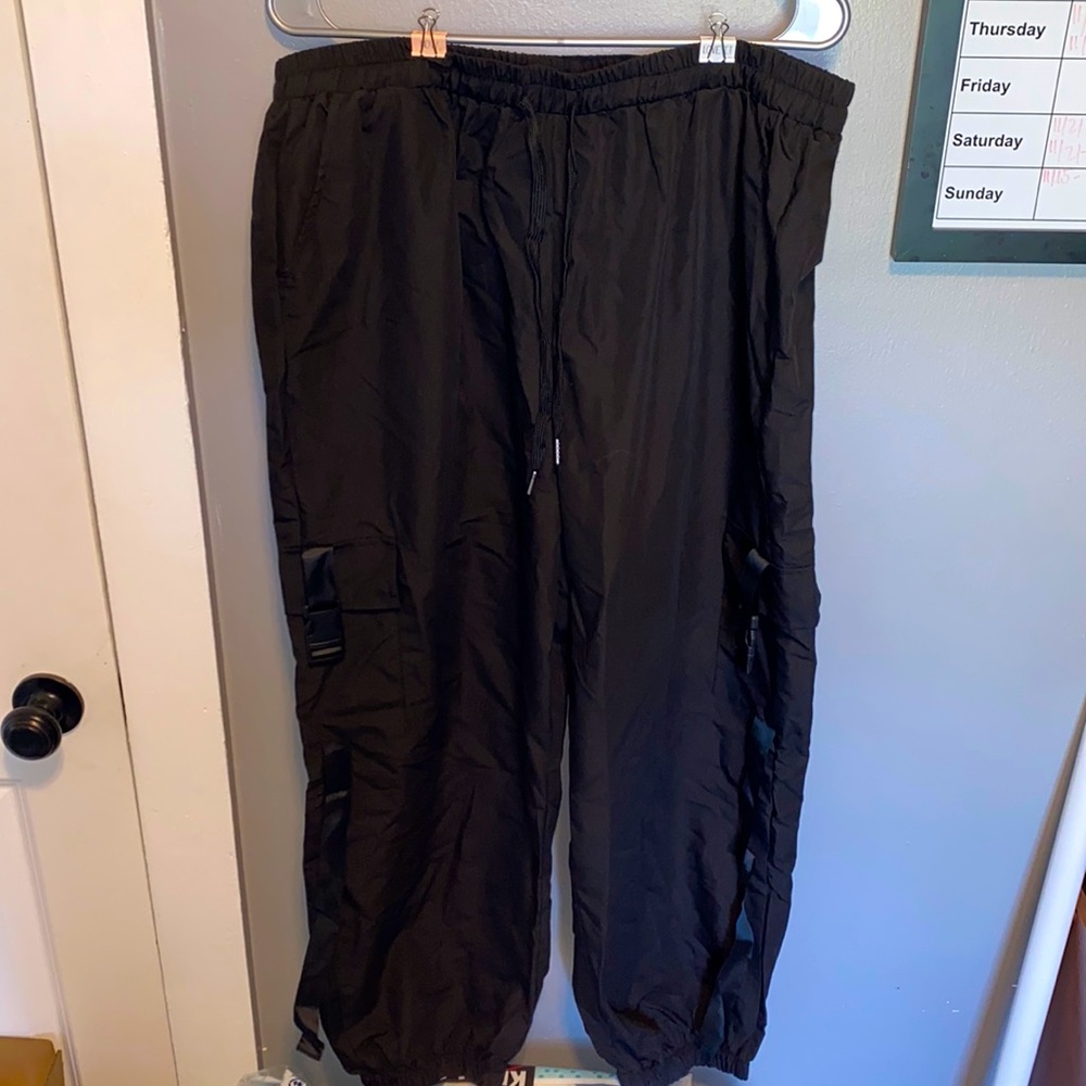 Plus size drawstring waist cargo pants